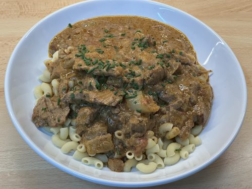 Pepřový tokáň z vepřového (borsos tokány)