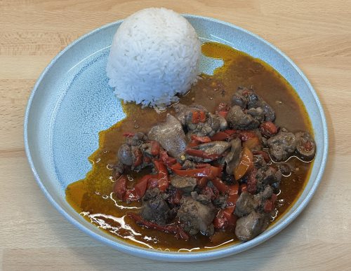 Kuřecí játra na asijský způsob se sterilovanou paprikou